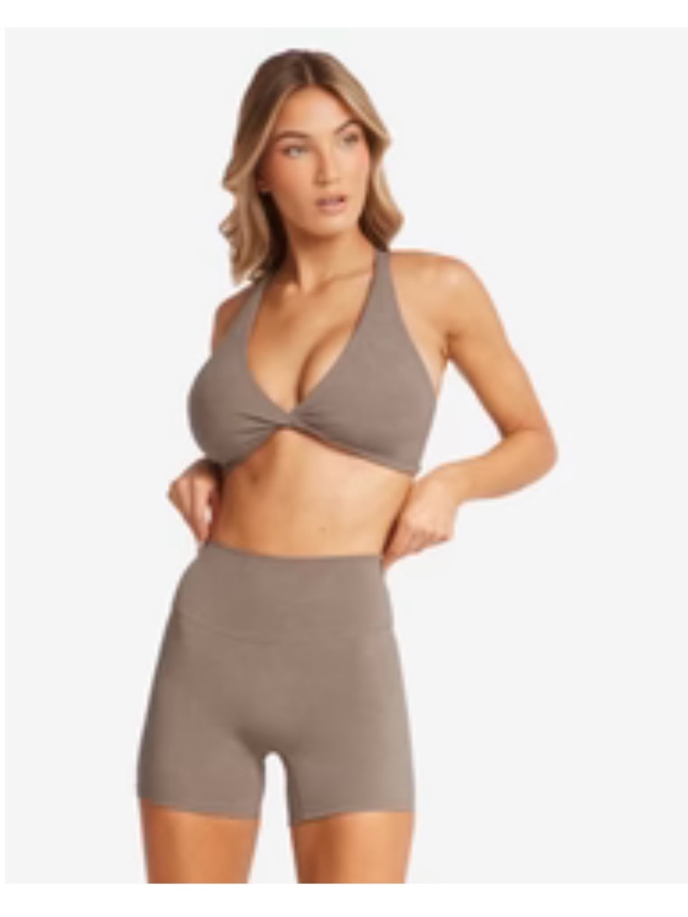 CSB scrunch butt High-Waist Seamless Athletic Biker Shorts — Brown